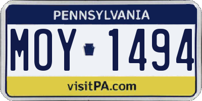 PA license plate MOY1494