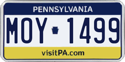 PA license plate MOY1499