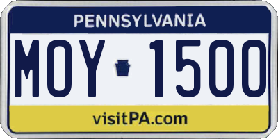 PA license plate MOY1500
