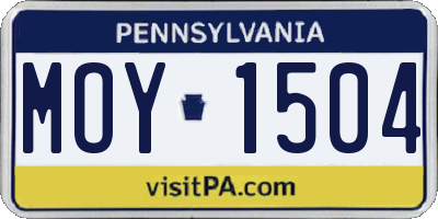 PA license plate MOY1504
