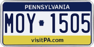 PA license plate MOY1505