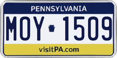 PA license plate MOY1509