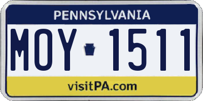 PA license plate MOY1511