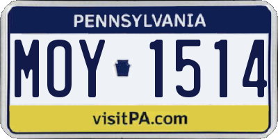 PA license plate MOY1514