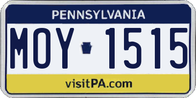PA license plate MOY1515
