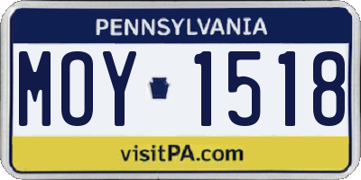 PA license plate MOY1518