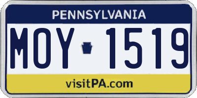 PA license plate MOY1519