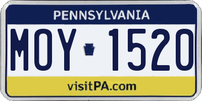 PA license plate MOY1520