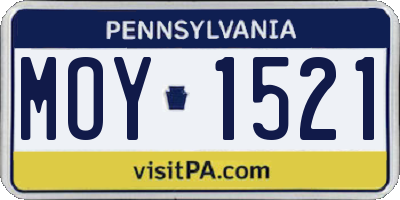 PA license plate MOY1521