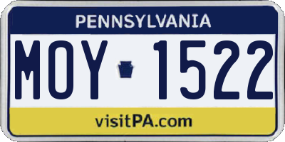 PA license plate MOY1522
