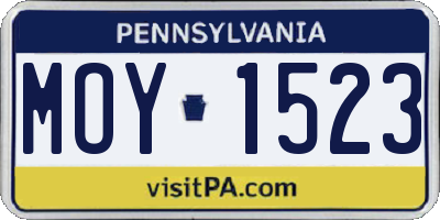 PA license plate MOY1523