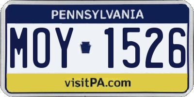PA license plate MOY1526