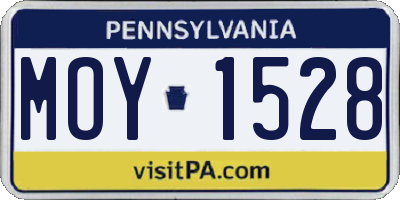 PA license plate MOY1528