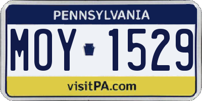 PA license plate MOY1529