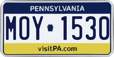 PA license plate MOY1530