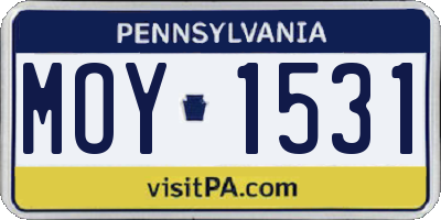 PA license plate MOY1531