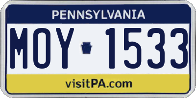 PA license plate MOY1533
