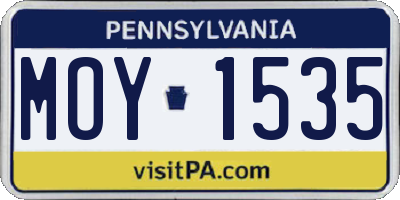 PA license plate MOY1535