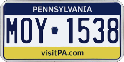 PA license plate MOY1538