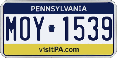PA license plate MOY1539