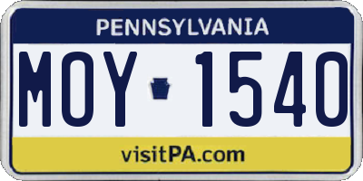 PA license plate MOY1540