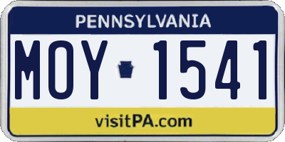 PA license plate MOY1541