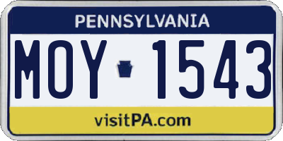 PA license plate MOY1543