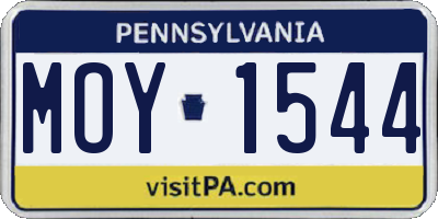 PA license plate MOY1544