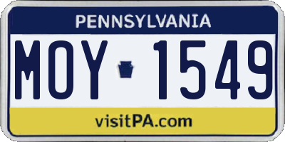 PA license plate MOY1549