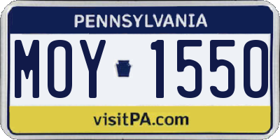 PA license plate MOY1550