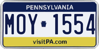 PA license plate MOY1554