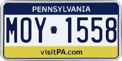PA license plate MOY1558