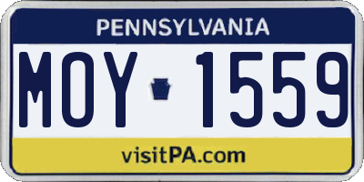 PA license plate MOY1559