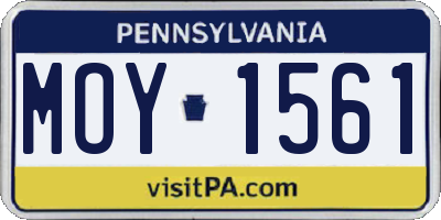 PA license plate MOY1561
