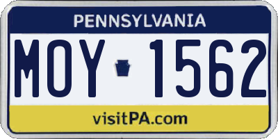 PA license plate MOY1562