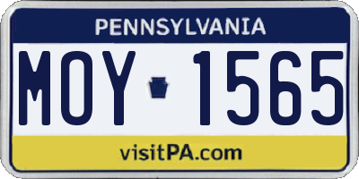 PA license plate MOY1565