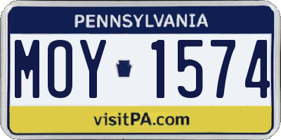 PA license plate MOY1574