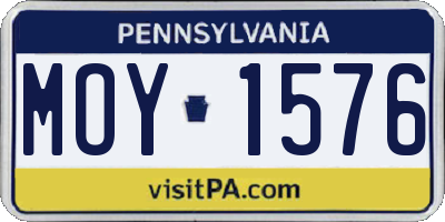 PA license plate MOY1576