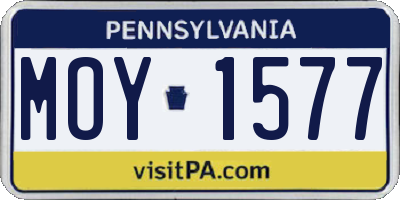 PA license plate MOY1577