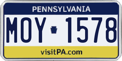 PA license plate MOY1578