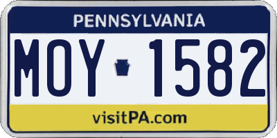 PA license plate MOY1582