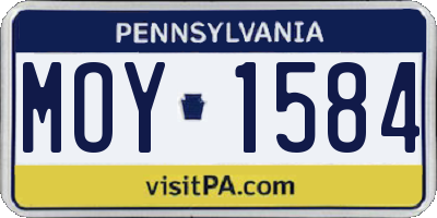 PA license plate MOY1584