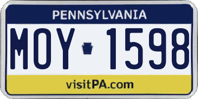 PA license plate MOY1598