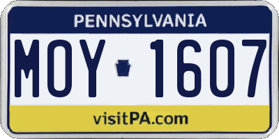 PA license plate MOY1607