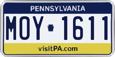 PA license plate MOY1611