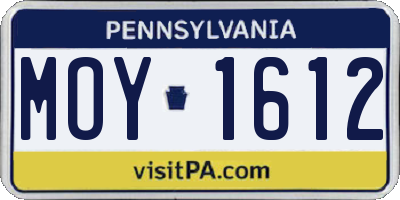 PA license plate MOY1612