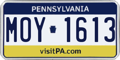 PA license plate MOY1613