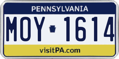 PA license plate MOY1614