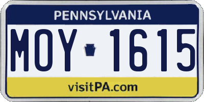 PA license plate MOY1615
