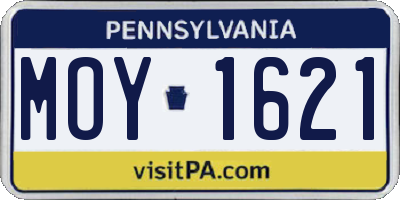 PA license plate MOY1621